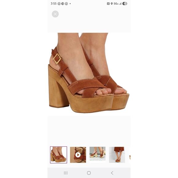 Sam Edelman Mae Saddle Suede Platform Chunky Heel Sandals Brown Spice Size 7M - Picture 12 of 12